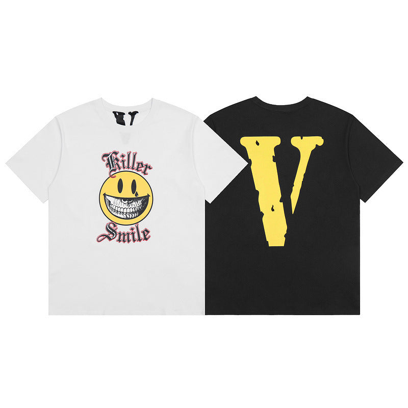 Vlone T Shirts Men's Short-Sleeved Youth Large Size Loose Bottoming Shirt
