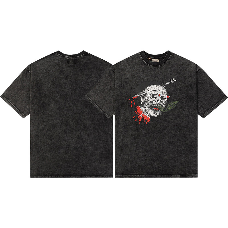Gallery Dept T-Shirt Hand Painted Ink Splashing Alphabet Washed Retro Short Sleeve T-Shirt