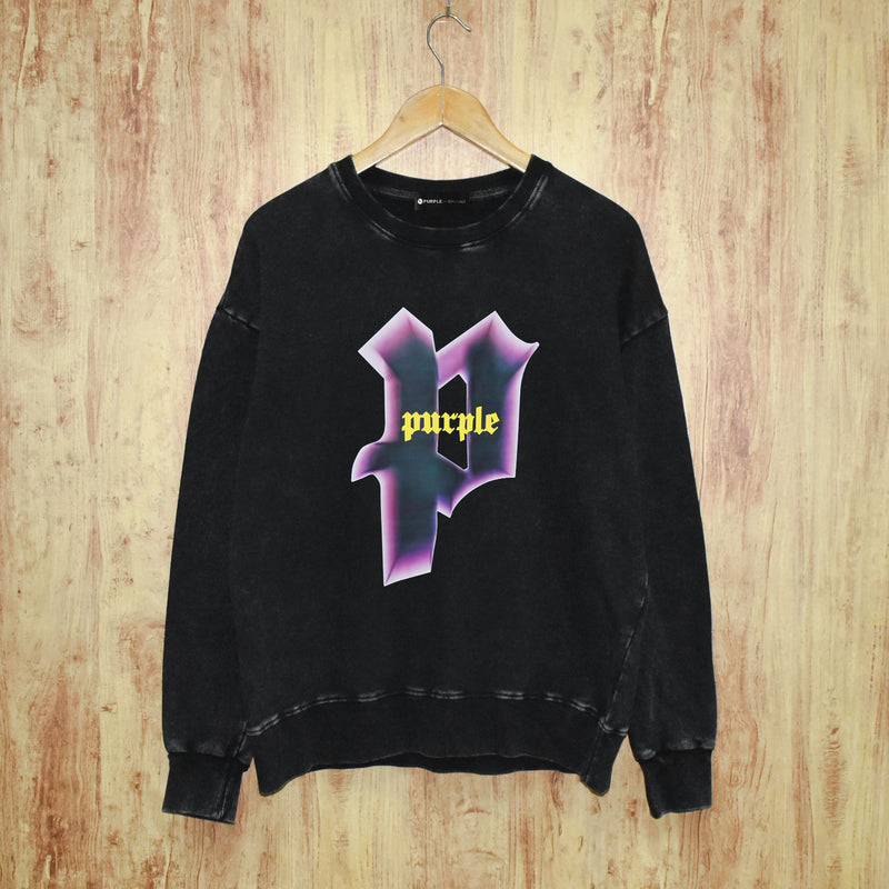 Purple Brand Distressed Sweatshirt Retro Vintage Crew Neck Sweater