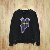 Purple Brand Distressed Sweatshirt Retro Vintage Crew Neck Sweater