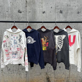 Mens Vintage T-Shirts Saint Michael Washing vintage Loose Hooded Sweater Hoodie