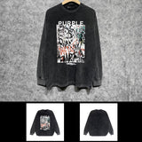 Purple Brand Distressed Long Sleeve Shirt Fashion Distressed Loose Long-sleeved Top