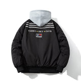 Mens Vintage Jackets Padded Thickened Baseball Jacket Hooded Embroidered Cotton Jacket