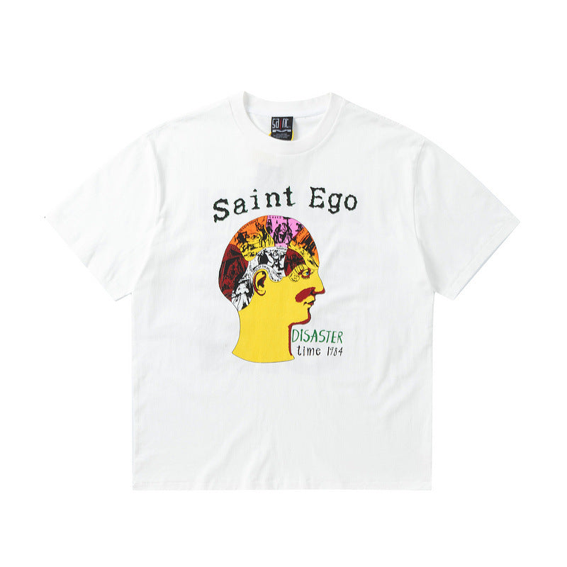 Mens Vintage T-Shirts SAINT MICHAEL CHO High Street Print Short Sleeve Hip Hop
