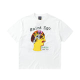 Mens Vintage T-Shirts SAINT MICHAEL CHO High Street Print Short Sleeve Hip Hop