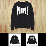 Purple Brand Distressed Sweatshirt Fashion Washed Black Long Sleeves Top