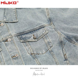 MIJKO Mens Jacket Washing Water Distress Unisex Denim Jacket