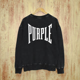 Purple Brand Distressed Sweatshirt Fashion Washed Black Long Sleeves Top