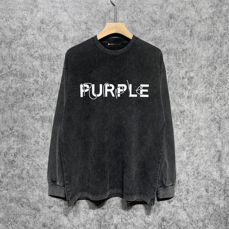 Purple Brand Distressed Long Sleeve Shirt Fashion Distressed Loose Long-sleeved Top