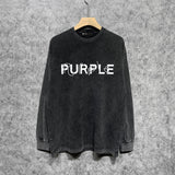 Purple Brand Distressed Long Sleeve Shirt Fashion Distressed Loose Long-sleeved Top