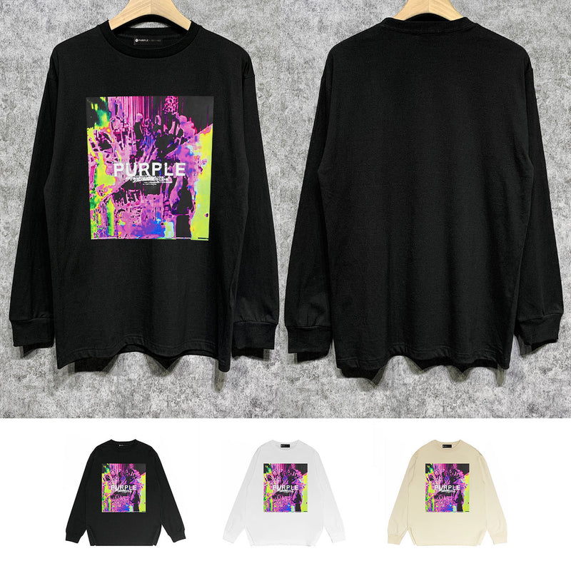 Purple Brand Long Sleeve T-Shirt Fashion Loose Long Sleeve Top