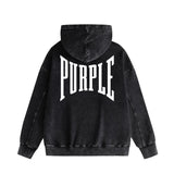 Purple Brand Distressed Hoodie Fashion Old Loose Hooded Sweater