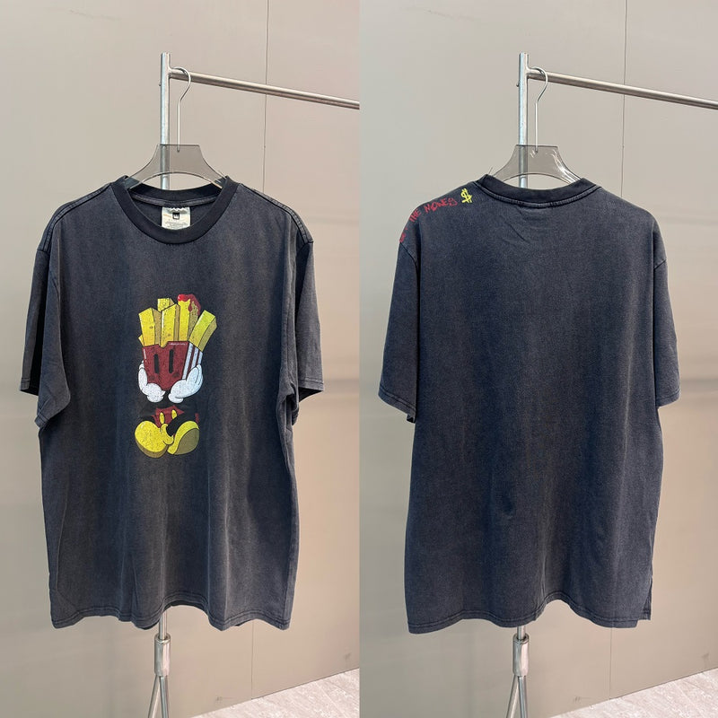 Men Vintage T-Shirts French Fries Mickey Tee