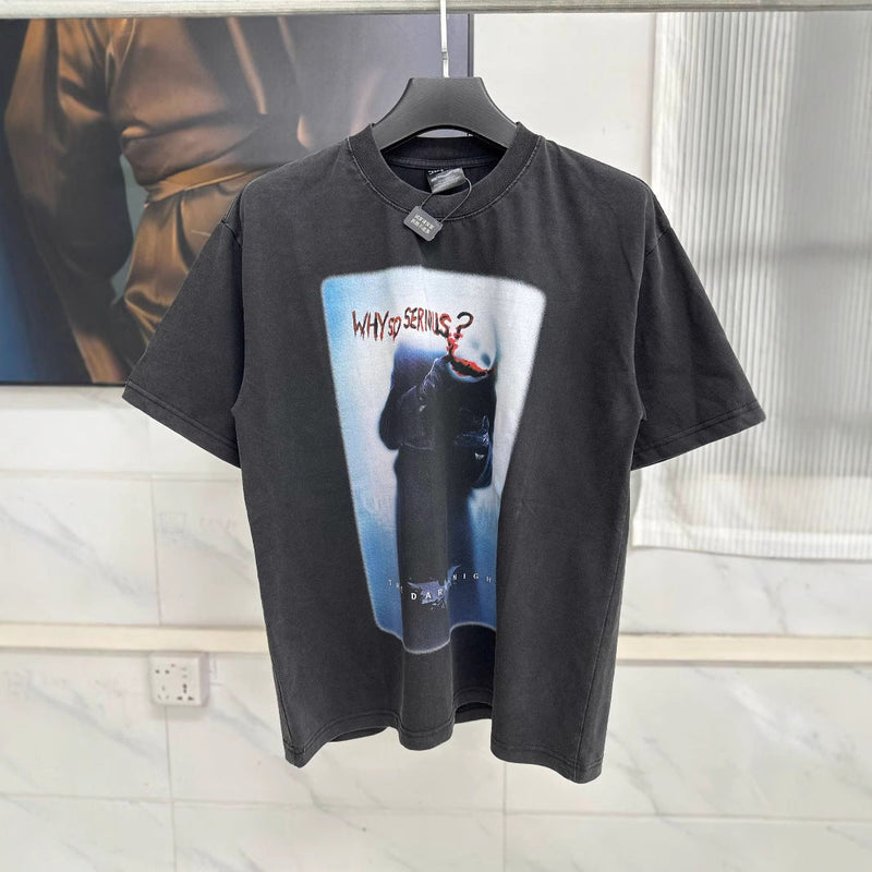 Men T-shirts Saint Michael Batman Printed Vintage Washed Old Short Sleeve T-Shirt