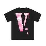 Vlone T Shirts Pink Cherry Blossom Print Male and Female Couples Wear Loose Casual