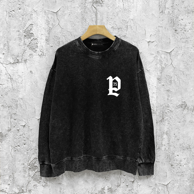 Purple Brand Distressed Sweatshirt Retro Vintage Crew Neck Sweater