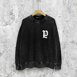 Purple Brand Distressed Sweatshirt Retro Vintage Crew Neck Sweater