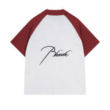 Rhude T Shirt Pocket Letter Embroidery Color Matching Short Sleeve Shirt