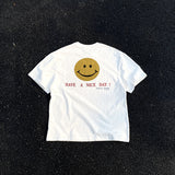 Men Vintage T-Shirts vintage Forrest Gump Have a nice day smiley face doing old washing water short sleeves