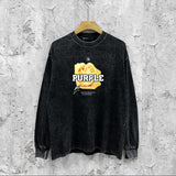 Purple Brand Distressed Long Sleeve Shirt Fashion Distressed Loose Long-sleeved Top