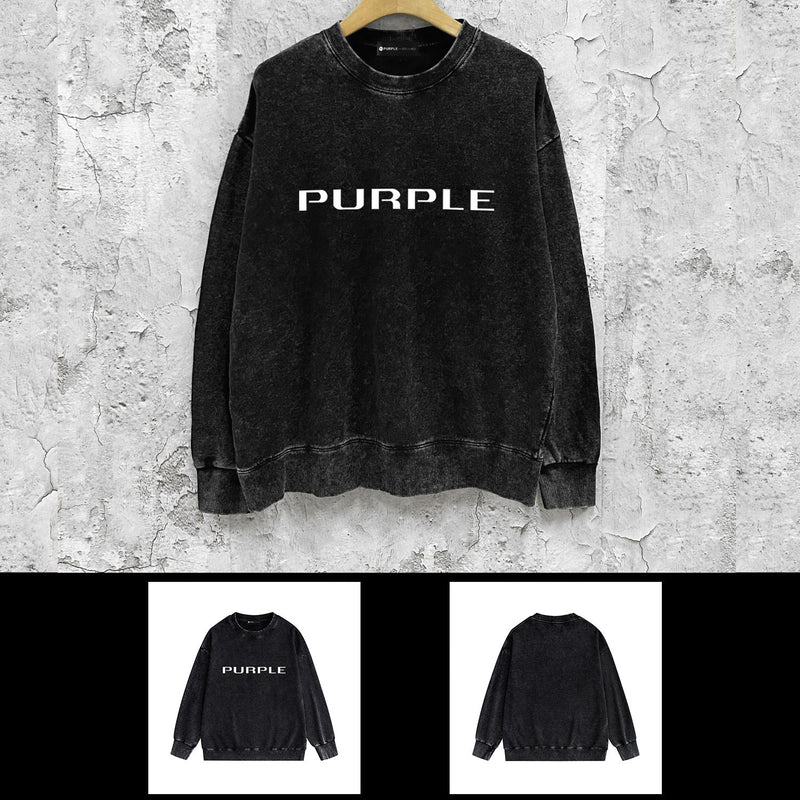 Purple Brand Distressed Sweatshirt Retro Vintage Crew Neck Sweater