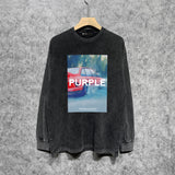Purple Brand Distressed Long Sleeve Shirt Fashion Distressed Loose Long-sleeved Top