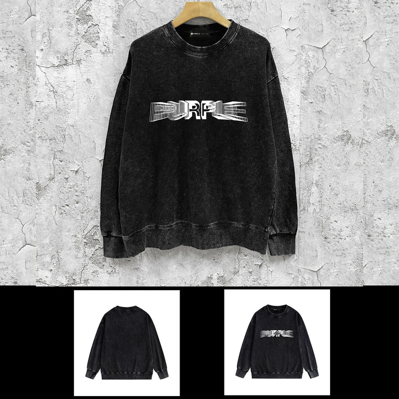 Purple Brand Distressed Sweatshirt Retro Vintage Crew Neck Sweater