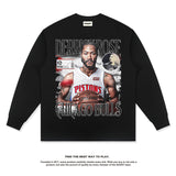 Nba Long Sleeve Shirt Derrick Rose American Street Basketball Jersey Printed Long Sleeve T-shirt Washed