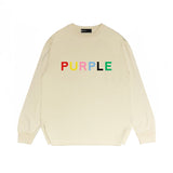 Purple Brand Long Sleeve T-Shirt Fashion Loose Long Sleeve Top