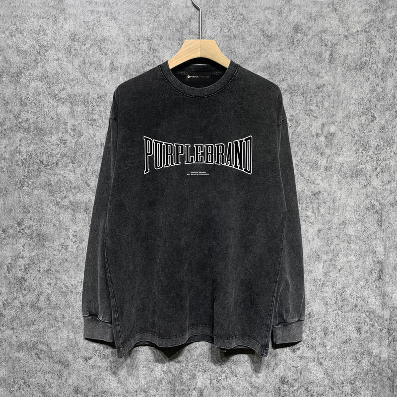 Purple Brand Distressed Long Sleeve Shirt Fashion Distressed Loose Long-sleeved Top