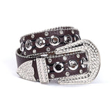 Hip-hop punk rhinestone belt y2k pu leather