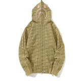 Bathing Ape Hoodie Shark Jacket Men's Autumn and Winter Cardigan Zip Khaki Hooded Sweater