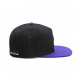 Trendy flat brimmed hat cartoon purple leopard embroider summer