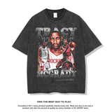 Nba T Shirt Summer Vintage Print Short Sleeves T-shirt Pure Cotton Washed Distressed Top Men