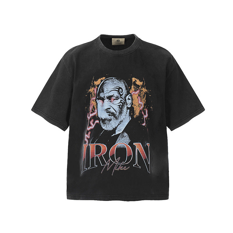 Men Vintage T-Shirts Saint "Mike Tyson" Boxing Champion Washed Distressed T-Shirts