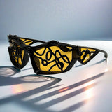 Trendy punk glasses y2k sunglasses steampunk fashiontrendystylish glasses handmade graffiti party sunglasses