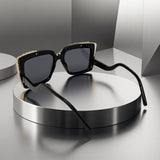 Trendy punk glasses square frame retro chain