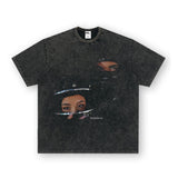 Vintage T-shirts Locomotive Junior Print Short Sleeve Loose Cotton