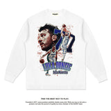 Nba Long Sleeve Shirt Long Sleeve T-shirt Washed Distressed round Neck