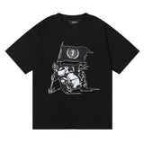 Trapstar T Shirts Trapstar Ghost Rider Flag Print Casual Short Sleeve T-Shirt
