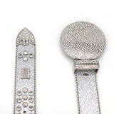 Hip-hop punk rhinestone belt earth buckle full of diamonds y2k belt