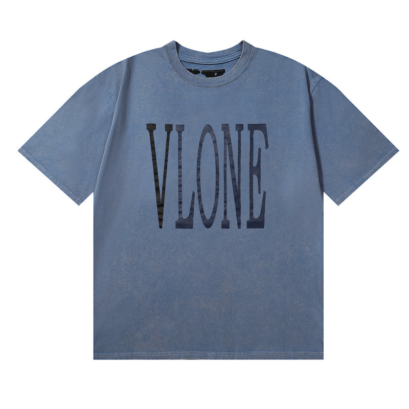 Vlone T Shirt Spring Summer Pattern Crew Neck Pullover Short Sleeve
