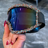 Trendy punk glasses diamond windproof