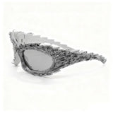 Trendy punk glasses asymmetrical dark cat eyes