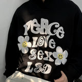 Men Vintage T-Shirts vintage trendy brand love and peace loose couple hooded