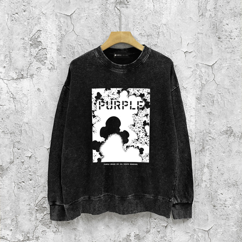 Purple Brand Distressed Sweatshirt Retro Vintage Crew Neck Sweater