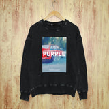 Purple Brand Distressed Sweatshirt Fashion Washed Black Long Sleeves Top
