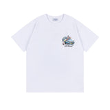 Off White T Shirts OW Angel Car Pattern Crew Neck Pullover Short Sleeves