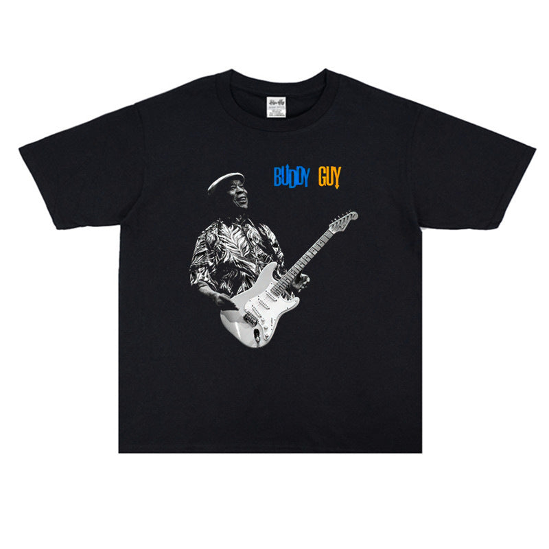 Rock Star T Shirt Bruce King Batty Cover Printed Pure Cotton Loose T-shirt Men's and Women's Fashion Short Sleeve