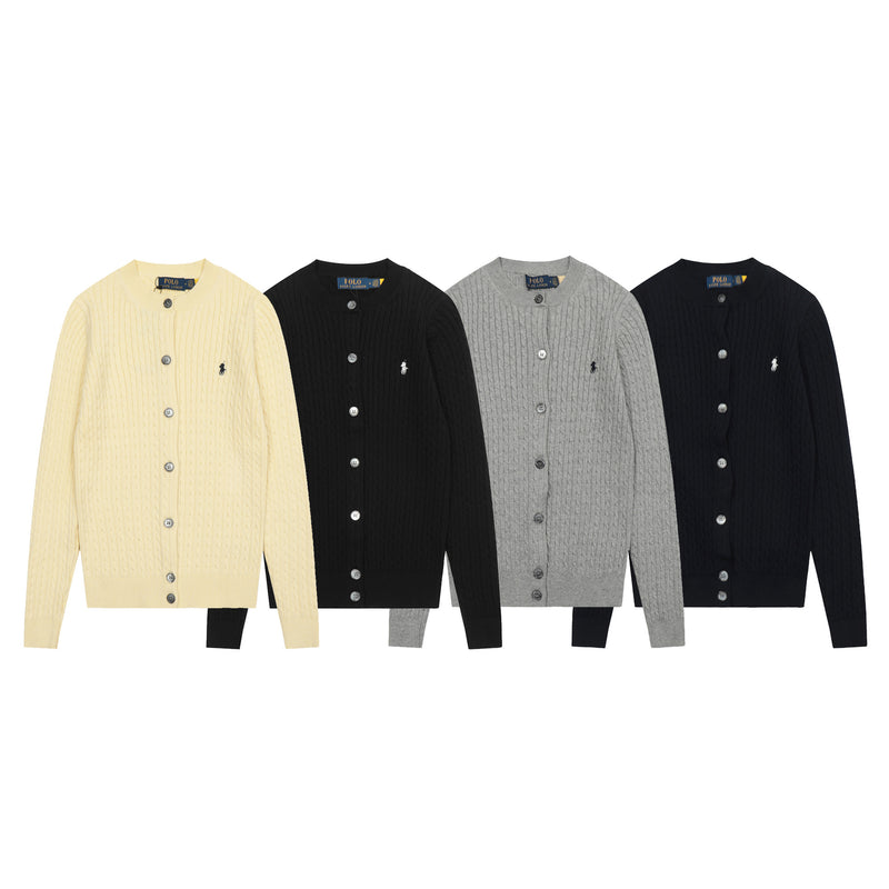 Ralph Lauren Knitted sweaters small twist knitted cardigan polo solid color crew neck